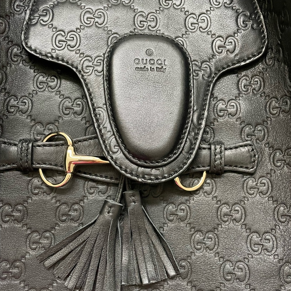 Gucci Black Embossed GG Tassel Hobo Bag - Picture 5 of 13